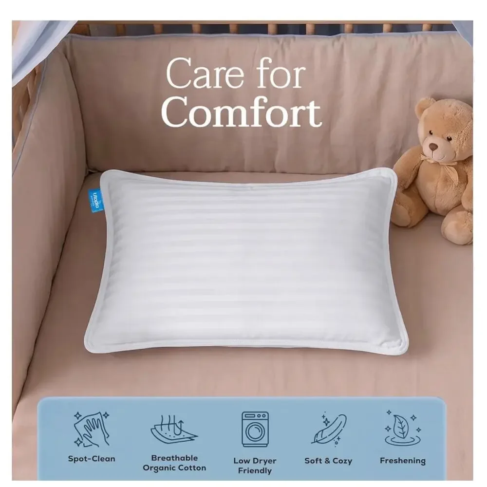 Toddler Pillow Set 2 Kids Pillows Sleep Travel Cot School 13x18 Cotton White New